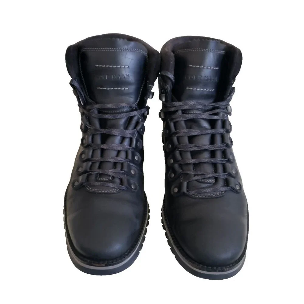 Cole Haan ZeroGrand Hiker Boots Men's Sz 8.5M Black Leather Waterproof Lace Up